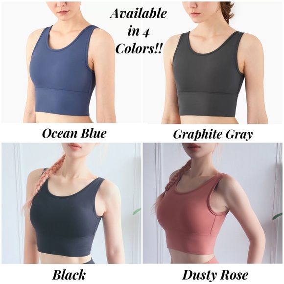 Ocean Blue Yoga Sport Halter Low Back Crop Top - Picture 7 of 16